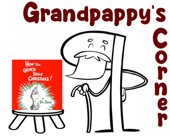 Grandpappy's Corner Logo with the Cover of How the Grinch Stole Christmas! by Dr. Seuss