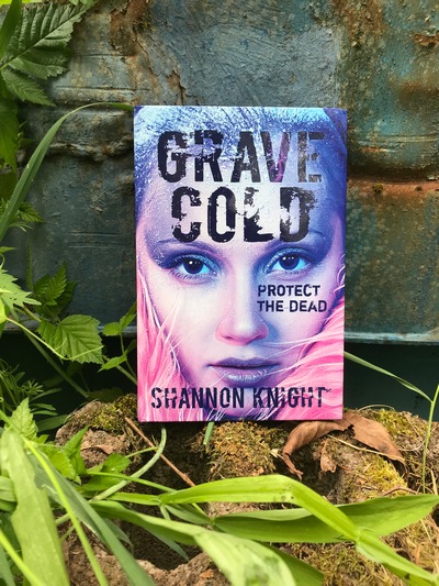 Grave Cold novel set against a wall and grass