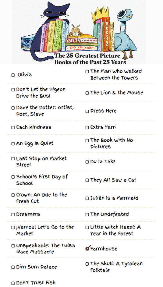 25 Greatest Picture Books of the Past 25 Years list